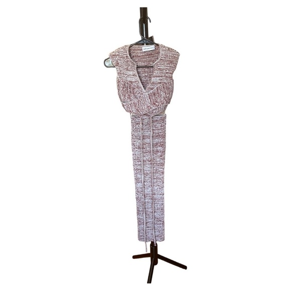 SELF PORTRAIT Crossover Knit Dress Light Blue Red Mix - Picture 3 of 8